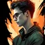 Placeholder: A dark-haired man, brown eyes, green hoody, black glasses, Oil portrait, lichtenstain style