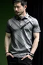 Placeholder: Man's Casual polo shirt with black and grey diagonal triangles