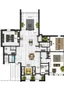 Placeholder: Plano de una casa con tres habitaciones, cocina , comedor , living, patio y garaje