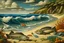 Placeholder: A beach with an ocean filled with fish painted by Thomas Hart Benton