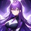 Placeholder: girl, masterpiece, best quality, volumetric lighting, detailed outfit, perfect eyes, purple hair, purple eyes, long hair, lightning magic,