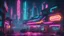 Placeholder: cityscape of Cyberpunk 2077, city center with shop and restaurant neon light