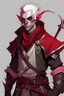 Placeholder: lowborn rogue male dark-red demon tiefling white hair dnd