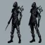 Placeholder: cyber ninja, black metal armor, futuristic suit, imperious, 8k resolution concept art