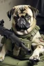 Placeholder: pug as a soldier with grenades guns and a p90