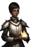 Placeholder: Female twilight cleric with black short hair and dark skin