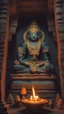 Placeholder: , An amazing temple with a great status all around in un underground dark cave