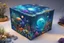 Placeholder: hyperrealistic, 4k, box for storing things with beautiful drawings a lot of colours, very detailed, subnautica, sea plants, planets space, galaxies,