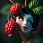 Placeholder: Moist Anthropomorphic red raspberry that has the face of Betty Boop subtly blended into it, hyperreal, profound, concept art,