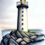 Placeholder: A colored pencil drawing of the granite lighthouse Lista Lighthouse in Norway