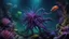 Placeholder: animals creatures, plants from subanautica from deep sea, leviathan's a lot of sea plants very deep, beautiful, river of magma, green and blue, dark purple