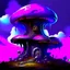 Placeholder: A fantabulous black, blue and magenta (((mushroom tower house))) erected atop a (geologic pillar), surrounded by the uncanny imaginative ((( swirling skies))), offset by the stark hues of a (neon-tinged nebulous space scape), within. captured by the hand a skilled master painter with a focus on (softly blurred compositions and voluminous lighting).