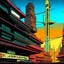 Placeholder: cyberpunk retro futuristic for comics really tall from far away