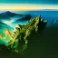 Placeholder: Drawing of 'Godzilla Earth',aerial view, painting by Earl Norem, simon Bisley,frazetta,西嘛哒, evan lee, Vallejo,kelly oil on canvas, cinematic composition, extreme detail,fit full head inside picture,8k