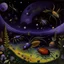 Placeholder: Violet space insects in a galaxy painted by Edward Hicks