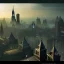 Placeholder: Aerial view of a Gothic city insland+new york +BioShock+Dishonored +Bloodborne +trieste+Edinburgh++Skyscraper alphonse mucha, greg rutkowski, matte painting, cryengine