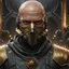 Placeholder: star wars bald male corellian pilot wearing pearlescent black and gunmetal grey First Order special forces heavy assault stealth commando armor and helmet with gold trim inside the jedi temple, hyperdetailed, dynamic lighting, hyperdetailed background, 8k resolution, volumetric lighting, light skin, fully symmetric details