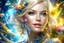 Placeholder: Highly detailed sharp whole body and head 32K, enlighten gorgeus portrait well focused, mega beautiful happy smiling elegant cosmic woman beautiful blond hair, big blue eyes, with white shining stunding body, silk glowing wings, gemstones jewels glitters, magic spring flowers and glittering roses, sun, sunny sky, stars, glitters, hyper ultra realistic, intricate, rossdraws, tom bagshaw, greg rutkowski, global illumination, radiant light, bright sky environment, intricate details