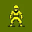 Placeholder: a pixel art-style, simple 64-bit Ninja with an yellow outfit