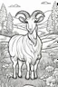 Placeholder: coloring page, goat in meadow, cartoon style, thick lines, low detail, no shading