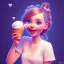 Placeholder: cute, adorable, smiling girl eating ice cream, candies flying all around her, Pixar, disney, cinema lighting, gaming, 8k, magic, love --q 1 --v 4