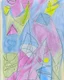 Placeholder: Abstract paul klee painting on pastel paper with sketchy pencil outlines