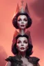 Placeholder: Joan Collins as evil queen in black leather, leather, busty, cleavage, angry, stern look. character design by cory loftis, fenghua zhong, ryohei hase, ismail inceoglu and ruan jia. unreal engine 5, artistic lighting, highly detailed, photorealistic, fantasy