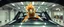 Placeholder: car driving happy 2d fluffy elf parrot rapper in the style of Escher and Giger and Fallout 4, pinhole cam, airbrush 3d rendering, on tv screen:A five-second cinematic single take in a clean industrial presentation hall.
