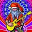 Placeholder: TRIPPY, ACID, LSD, WOODSTOCK, hippie Santa playing electric guitar, psychedelic, peace sign, MUSHROOMS, dreadlocks