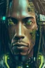 Placeholder: Centered portrait of an ultra detailed Mechanical Cyberpunk bob marley Android, looking into the camera, intricate, elegant, super highly detailed, smooth, sharp focus, no blur, no dof, extreme illustration, Unreal