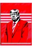 Placeholder: president donald trump in style of shepard fairy obama poster style red colour stencil with american flag