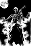 Placeholder: Black and White Graphic Art of a SKELETON EMBRACING HUGGING A GUITAR