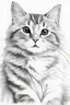 Placeholder: Draw a simple yet charming portrait of a cat in black and white . Place the cat on a white background to ensure clarity. simplified to make it easier for children to paint.