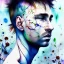 Placeholder: Lionel Messi face, watercolor illustration by <agnes cecile> butterflies everywhere, plants, wildflower,
