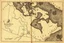 Placeholder: a scan of an ancient Cree Anishinaabe land map, printed black and white but has since been stained and weathered