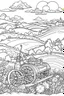 Placeholder: Outline art, no shading, , cartoon style, whell barrow, black and white, low detail, --ar 9:11