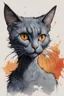 Placeholder: create a wild caricature of a ragged streetwise vampire sorceress Russian Blue cat, highly detailed with refined feline features in the cartoon caricature style of Gerald Scarfe and Ralph Steadman precisely drawn, boldly inked, vividly colored, 4k