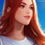 Placeholder: redhead woman, casual clotting, realistic, HD4k, watery cloud background, close up shot,