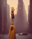 Placeholder: Statue of Queen of photography. Cute blonde woman. Photographer in golden crown. Standing on the street. Big camera in her hand. hyperdetailed, photorealistic, trending on artstation, greg rutkowski, beksinski, kodachrome, lomography, golden hour