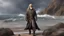 Placeholder: The stately and wise sorcerer named Pealda Stormbringer is walking on a rocky beach looking at a stormy ocean. He is dressed as a lord. He has grey hair and a white beard. beautiful light brown leather gloves. no jewelry. everything is intricately sculpted, exquisite realism, fantasy art, identical eyes, perfect face, Hyperrealistic, splash art, concept art, mid shot, intricately detailed, color depth, dramatic, 2/3 face angle, side light, colorful background