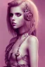 Placeholder: Danish Singer MØ cute in style steampunk, pink tones, high lighting