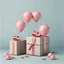 Placeholder: Gift boxes with heart shaped balloons for birthday or Valentine