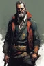 Placeholder: character concept illustration of a lean and weathered, Scottish coastal trader , maximalist, sharp focus, highest resolution, in the styles of Bill Sienkiewicz, Denis Forkas , and Masahiro Ito, boldly inked, 8k, coarse, gritty textures