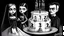 Placeholder: draw a birthday cake with logo number 23 or one candle 23 ,Insanely detailed Addams Family movie still with Barbie dolls, art by tim burton