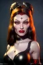 Placeholder: Veronica Lake as evil queen in black leather, leather, busty, cleavage, angry, stern look. character design by cory loftis, fenghua zhong, ryohei hase, ismail inceoglu and ruan jia. unreal engine 5, artistic lighting, highly detailed, photorealistic, fantasy