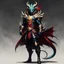 Placeholder: Full body Dragon man with dragon mask over his eyes and forehead, anime cool art, 12k, full head, full body