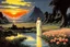 Placeholder: Beautiful epic sunset, logan's run 1976 movie influence, cosmic, people, rocks, holiday influence, river, flowers, very epic and philosophic, walter leistikow, alfred munnings, and hans am ende impressionism paintings