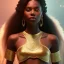 Placeholder: A black woman with long hair, fantasy setting, ethereal, soft lighting, angel wings