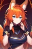 Placeholder: anime girl, fox ears,orange hair,blue eyes