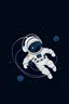 Placeholder: minimalist, cute astronaut in space wearing headphones, floating in space waves